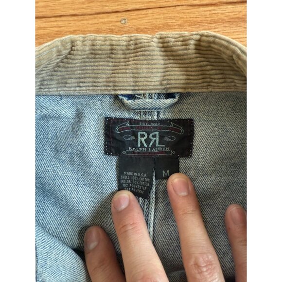 Ralph Lauren Double RL Blue Denim Jacket with Tan Collar - Picture 4 of 11
